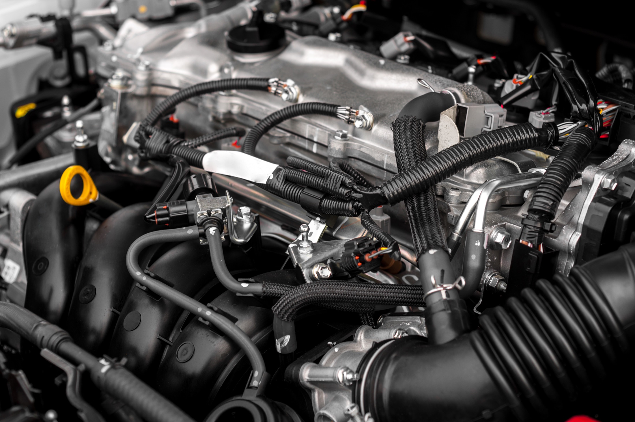 Detailed view of a diesel engine